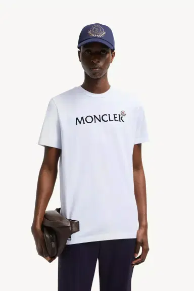 Moncler Flocked Logo Cotton T-shirt | Thumbnail 3 Moncler Flocked Logo Cotton T-shirt | Thumbnail 3