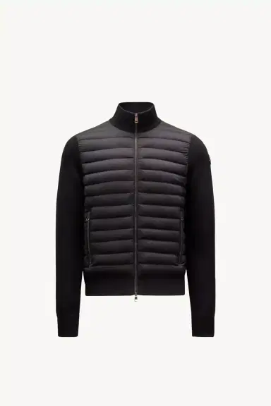 Moncler Padded Crêpe Cotton Zip-up Cardigan | Thumbnail 2 Moncler Padded Crêpe Cotton Zip-up Cardigan | Thumbnail 2