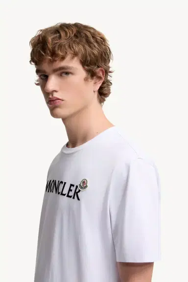 Moncler Flocked Logo Cotton T-shirt | Thumbnail 3 Moncler Flocked Logo Cotton T-shirt | Thumbnail 3