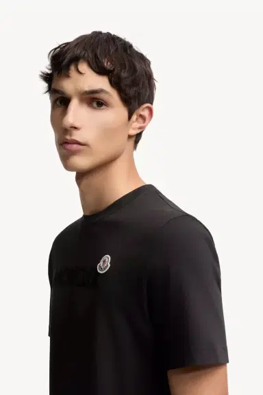Moncler Flocked Logo Cotton T-shirt | Thumbnail 4