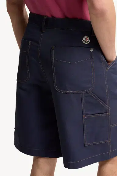 Moncler Linen & Cotton Gabardine Cargo Shorts | Thumbnail 7
