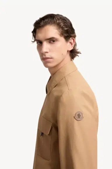 Moncler Leather Logo Cotton Blend Shirt Jacket | Thumbnail 4 Moncler Leather Logo Cotton Blend Shirt Jacket | Thumbnail 4