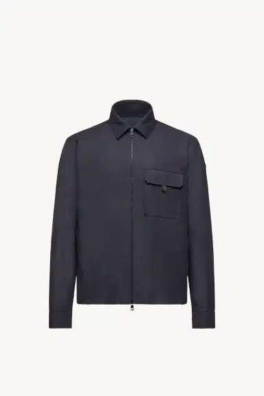 Moncler Leather Logo Cotton Blend Shirt Jacket | Thumbnail 2