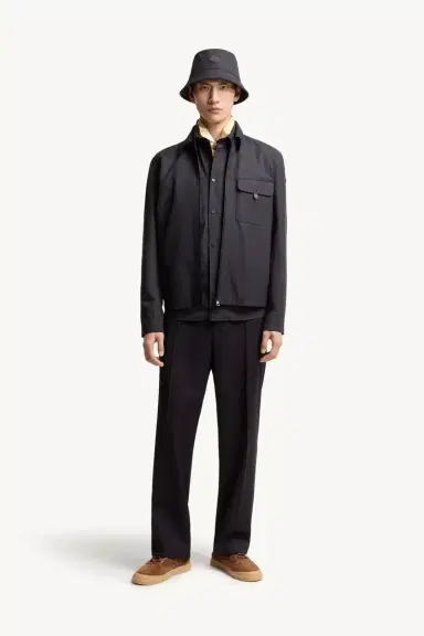 Moncler Leather Logo Cotton Blend Shirt Jacket | Thumbnail 3