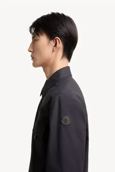 Moncler Leather Logo Cotton Blend Shirt Jacket | Thumbnail 4