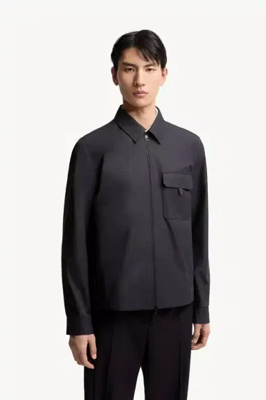 Moncler Leather Logo Cotton Blend Shirt Jacket | Thumbnail 5