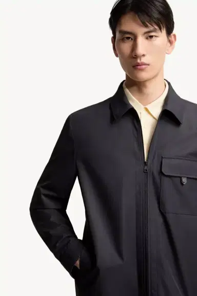 Moncler Leather Logo Cotton Blend Shirt Jacket | Thumbnail 7