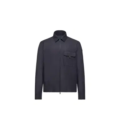 Moncler Leather Logo Cotton Blend Shirt Jacket | Thumbnail 1
