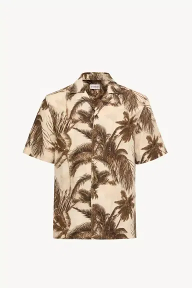 Moncler Cotton & Linen Blend Short Sleeve Shirt | Thumbnail 2