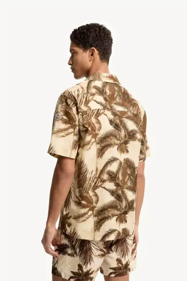 Moncler Cotton & Linen Blend Short Sleeve Shirt | Thumbnail 6