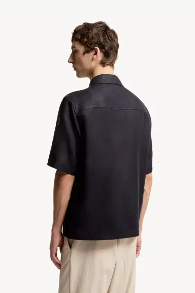 Moncler Linen Twill Short Sleeve Zip-up Shirt | Thumbnail 6 Moncler Linen Twill Short Sleeve Zip-up Shirt | Thumbnail 6