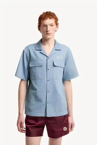 Moncler Embroidered Logo Denim Shirt | Thumbnail 5 Moncler Embroidered Logo Denim Shirt | Thumbnail 5