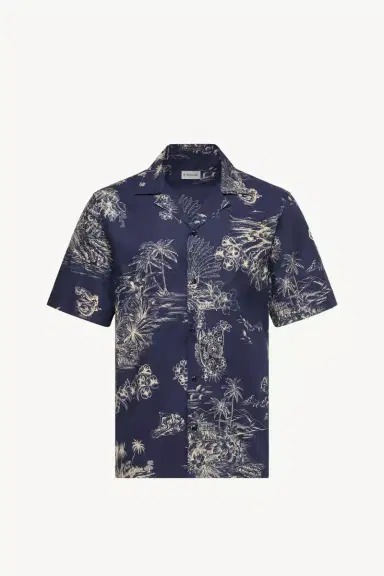 Moncler Floral Print Short Sleeve Cotton Shirt | Thumbnail 2