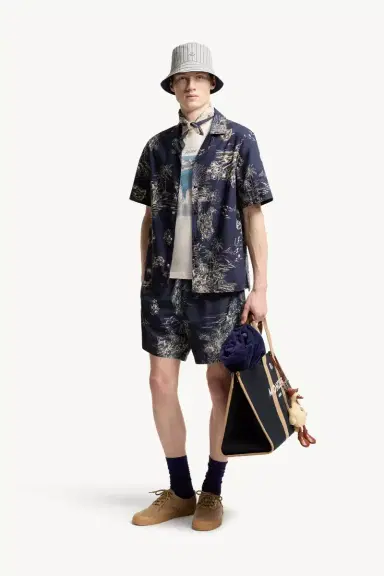 Moncler Floral Print Short Sleeve Cotton Shirt | Thumbnail 3