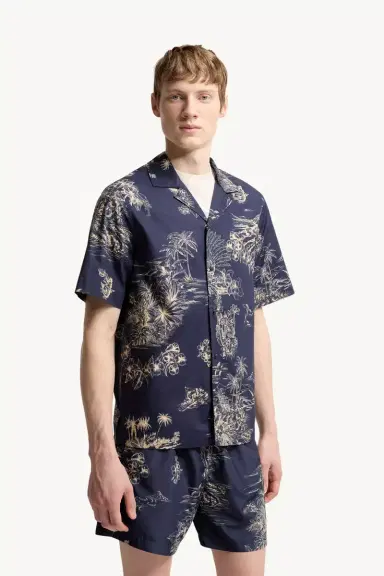 Moncler Floral Print Short Sleeve Cotton Shirt | Thumbnail 5