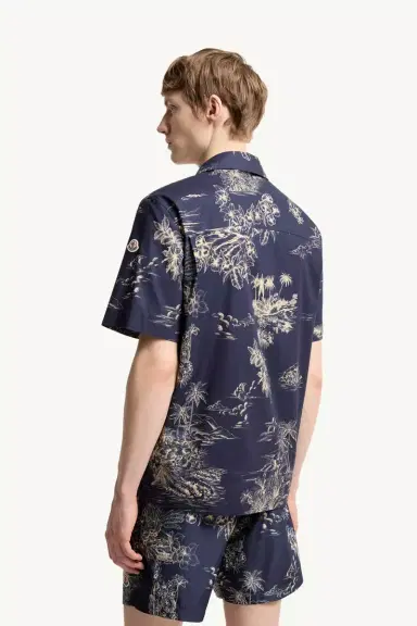 Moncler Floral Print Short Sleeve Cotton Shirt | Thumbnail 6