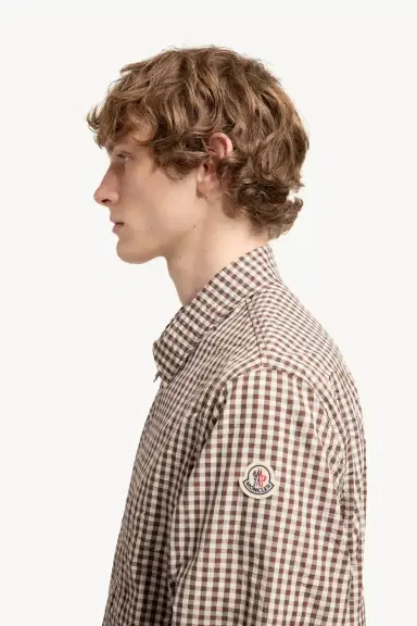 Moncler Vichy Cotton Blend Zip-up Shirt Jacket | Thumbnail 4