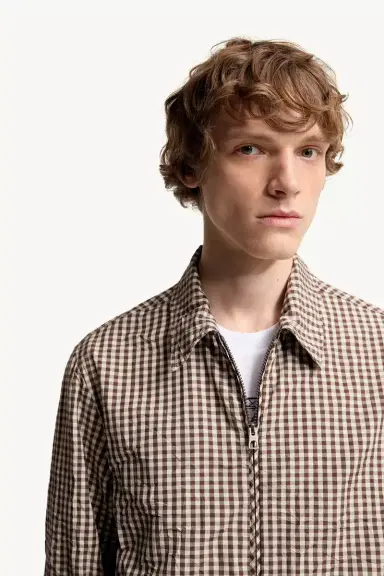 Moncler Vichy Cotton Blend Zip-up Shirt Jacket | Thumbnail 7