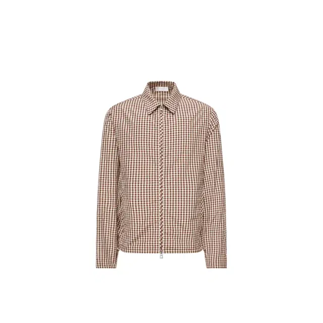 Moncler Vichy Cotton Blend Zip-up Shirt Jacket