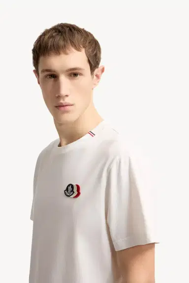 Moncler Embroidered Tricolor Logo Cotton T-shirt | Thumbnail 3 Moncler Embroidered Tricolor Logo Cotton T-shirt | Thumbnail 3