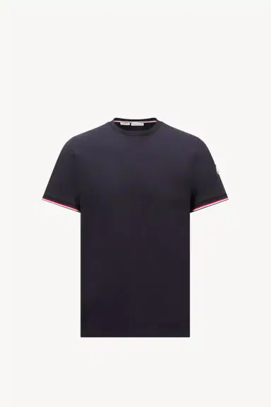 Moncler Tricolor-trimmed Cotton T-shirt | Thumbnail 2 Moncler Tricolor-trimmed Cotton T-shirt | Thumbnail 2