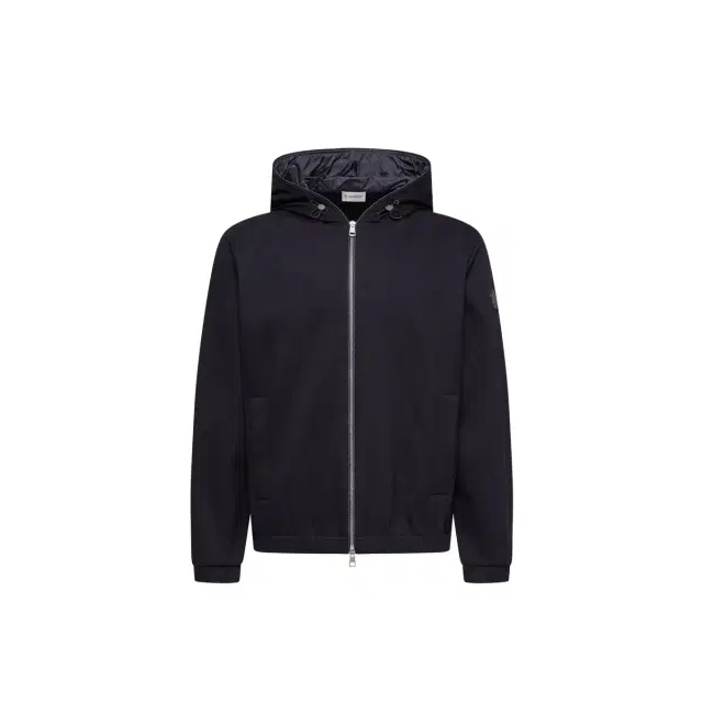 Leather Logo Cotton Blend Zip-up Hoodie