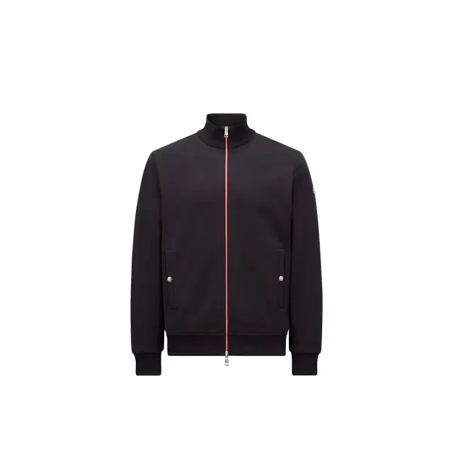 Tricolor-trimmed Cotton Zip-up Sweatshirt