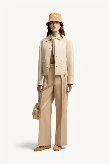 Moncler Cotton Gabardine Wide-leg Tailored Pants | Thumbnail 3 Moncler Cotton Gabardine Wide-leg Tailored Pants | Thumbnail 3