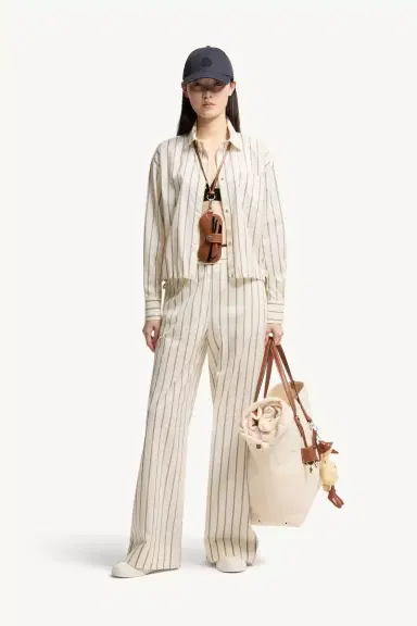 Moncler Striped Cotton & Silk Pants | Thumbnail 3 Moncler Striped Cotton & Silk Pants | Thumbnail 3