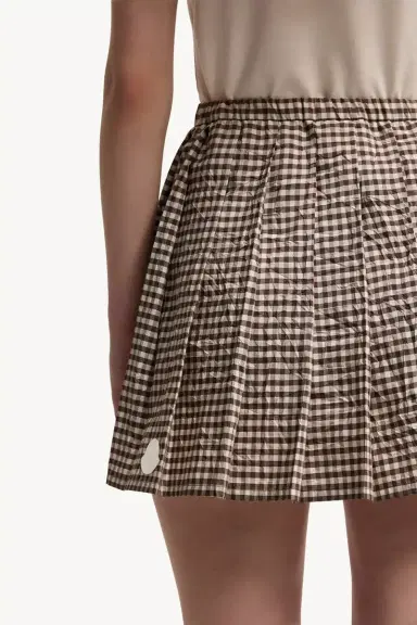 Moncler Vichy Cotton Blend Pleated Mini Skirt | Thumbnail 7