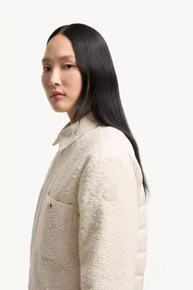 Moncler Cotton Blend Bouclé Down Shirt Jacket | Thumbnail 4