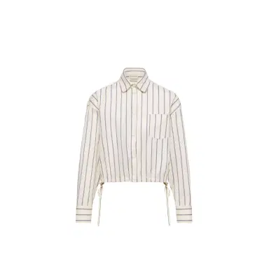 Moncler Striped Cotton & Silk Long Sleeve Shirt | Thumbnail 1 Moncler Striped Cotton & Silk Long Sleeve Shirt | Thumbnail 1