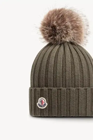 Moncler Wool Beanie With Pom Pom | Thumbnail 4 Moncler Wool Beanie With Pom Pom | Thumbnail 4