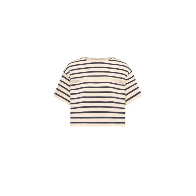 Moncler Macramé-trimmed Striped Cotton T-shirt