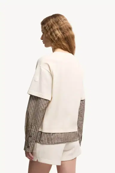 Moncler Layered-effect Vichy Cotton Blend T-shirt | Thumbnail 6