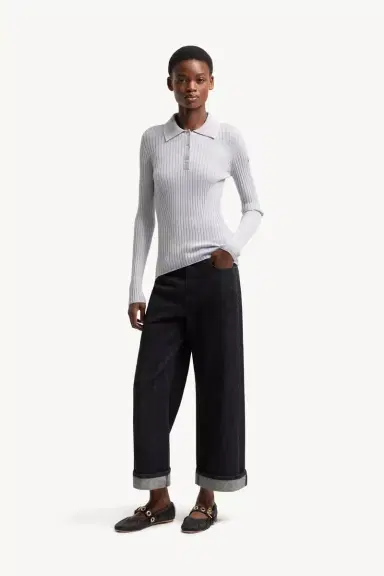Moncler Wool Long Sleeve Polo Shirt | Thumbnail 3