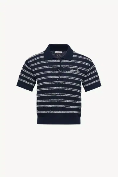 Moncler Cotton Blend Bouclé Crêpe Polo Shirt | Thumbnail 2