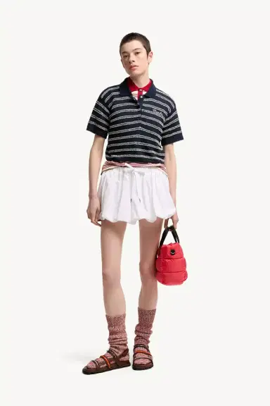 Moncler Cotton Blend Bouclé Crêpe Polo Shirt | Thumbnail 3