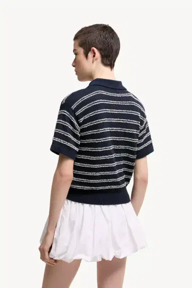 Moncler Cotton Blend Bouclé Crêpe Polo Shirt | Thumbnail 6