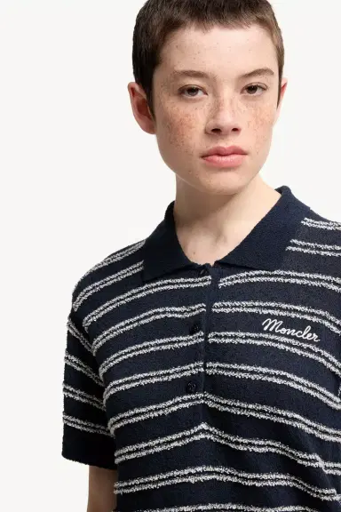 Moncler Cotton Blend Bouclé Crêpe Polo Shirt | Thumbnail 7