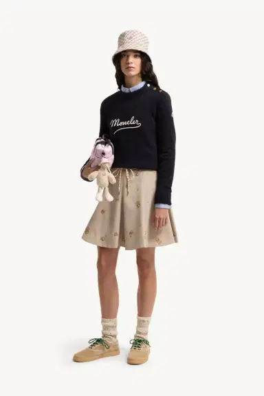 Moncler Embroidered Logo Cotton Blend Sweater | Thumbnail 3