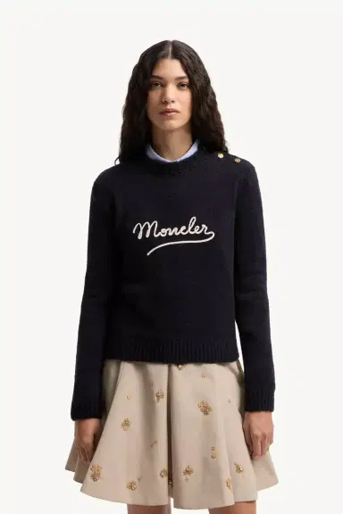 Moncler Embroidered Logo Cotton Blend Sweater | Thumbnail 5