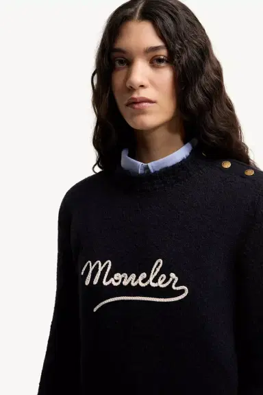 Moncler Embroidered Logo Cotton Blend Sweater | Thumbnail 7