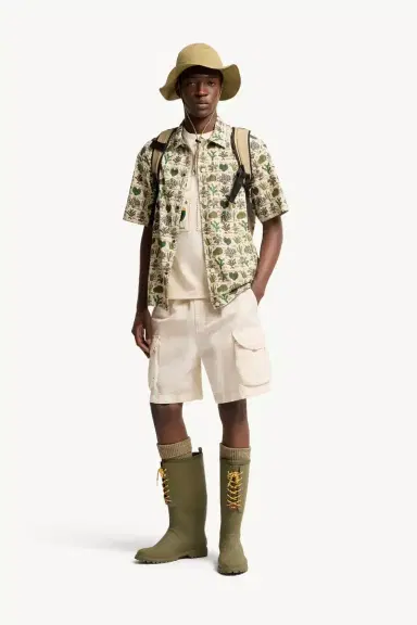 Moncler Grenoble Botanical Print Cotton Blend Short Sleeve Shirt | Thumbnail 3 Moncler Grenoble Botanical Print Cotton Blend Short Sleeve Shirt | Thumbnail 3