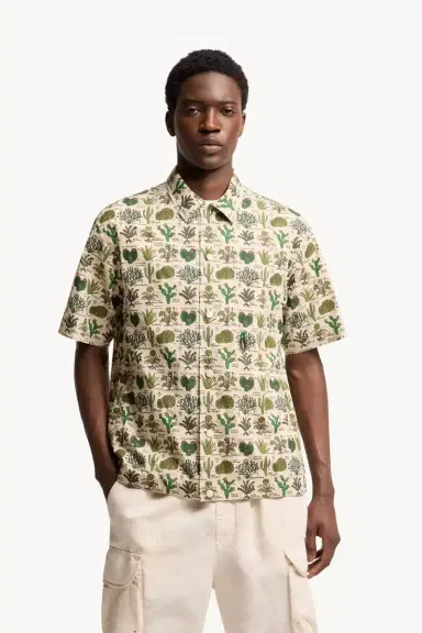 Moncler Grenoble Botanical Print Cotton Blend Short Sleeve Shirt | Thumbnail 5 Moncler Grenoble Botanical Print Cotton Blend Short Sleeve Shirt | Thumbnail 5
