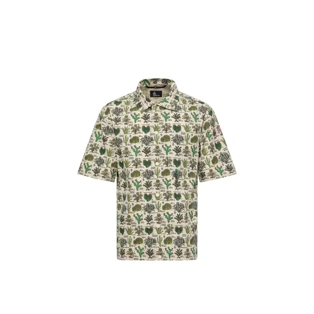 Moncler Grenoble Botanical Print Cotton Blend Short Sleeve Shirt