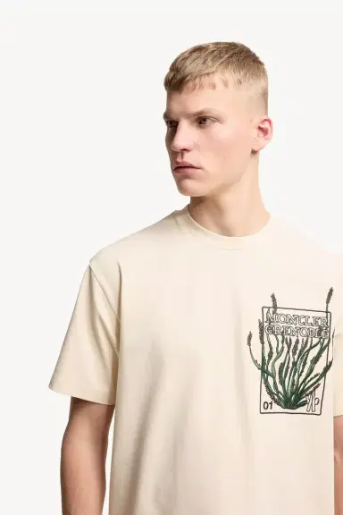 Moncler Grenoble Embroidered Botanical Motif Cotton T-shirt | Thumbnail 7