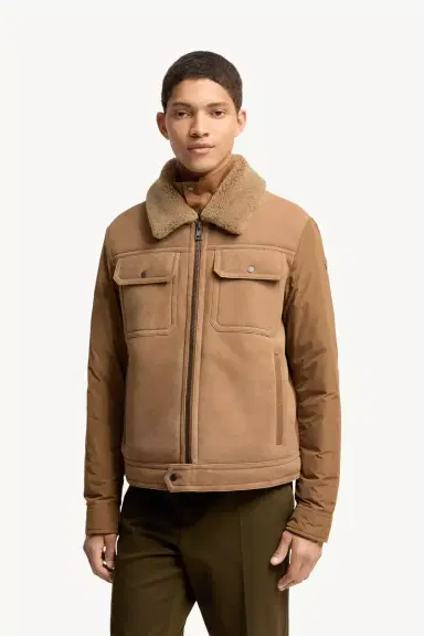 Moncler Zerique Shearling & Suede Short Down Jacket | Thumbnail 5