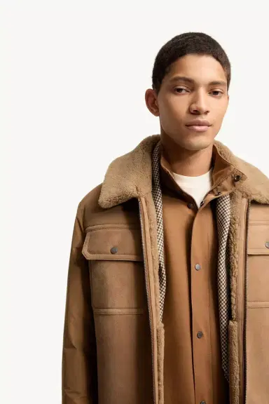 Moncler Zerique Shearling & Suede Short Down Jacket | Thumbnail 8