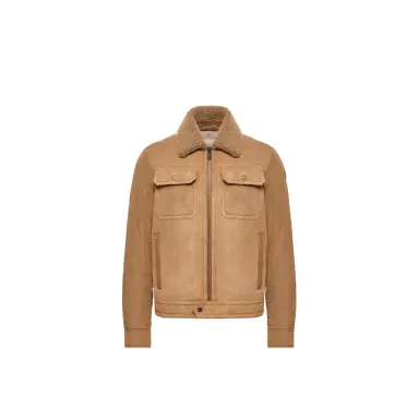 Moncler Zerique Shearling & Suede Short Down Jacket | Thumbnail 1